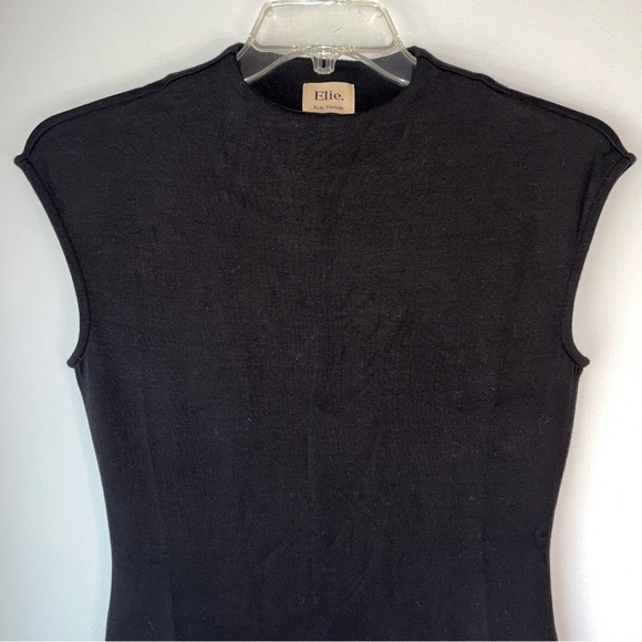 Elie. By Elie Tahari Black Bodycon Mock Neck Sheath Midi Dress - Picture 6 of 11